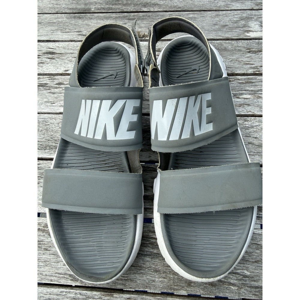 Nike Women's Tanjun Sandals Gray/White Hook&Loop Comfort Womens 10